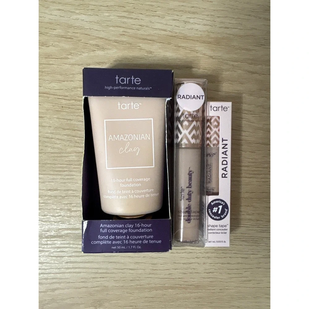 Tarte Amazonian Clay Foundation Shape Tape Radiant Concealer 20B Light Beige 3pc